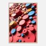 colorful circles nursery wall art with wooden frame