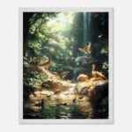 serene jungle nursery wall art with wooden frame