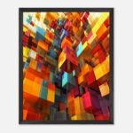 colorful geometric nursery wall art with wooden frame