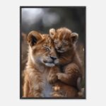 lion cub nursery wildlife wall art with wooden frame