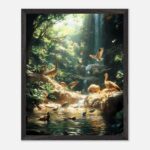 serene jungle nursery wall art with wooden frame