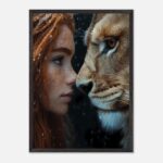 woman and lion winter harmony nursery wall art