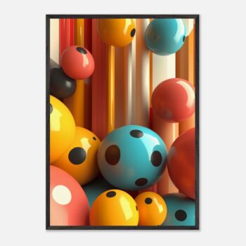 colorful polka dot nursery wall art with wooden frame