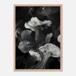 monochrome petal nursery wall art with wooden frame