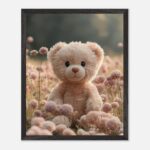 pastel teddy bear nursery wall art with wooden frame