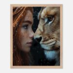woman and lion winter harmony nursery wall art