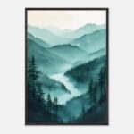 misty mountain nursery wall art with wooden frame