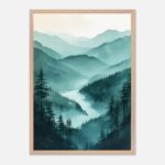 misty mountain nursery wall art with wooden frame