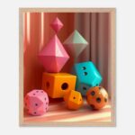 colorful geometric shapes nursery wall art with wooden frame
