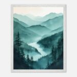 misty mountain nursery wall art with wooden frame