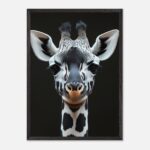 monochrome giraffe nursery wall art with wooden frame