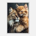 Maine Coon mother and kitten nursery wall art