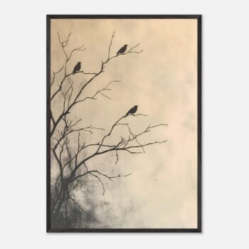 minimalist tree nursery wall art with wooden frame