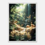 serene jungle nursery wall art with wooden frame