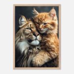 Maine Coon mother and kitten nursery wall art