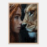 woman and lion winter harmony nursery wall art