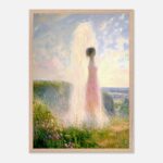 impressionist female figure nursery wall art with wooden frame