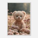 pastel teddy bear nursery wall art with wooden frame