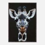 monochrome giraffe nursery wall art with wooden frame