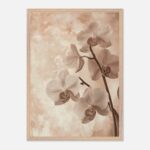 sepia orchid nursery wall art with wooden frame