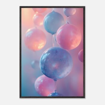 pastel bubbles nursery wall art with wooden frame