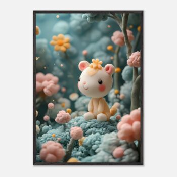 pastel forest critter nursery wall art with wooden frame