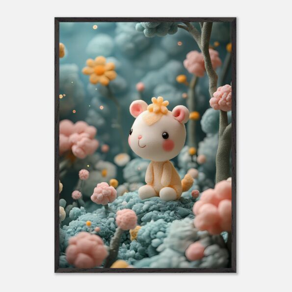 pastel forest critter nursery wall art with wooden frame