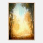 golden forest nursery wall art with wooden frame