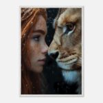 woman and lion winter harmony nursery wall art