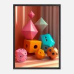 colorful geometric shapes nursery wall art with wooden frame