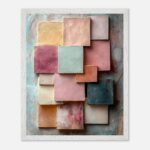 pastel geometric shapes nursery wall art with wooden frame
