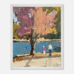 autumn lakeside nursery wall art with wooden frame