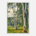 serene forest nursery wall art in wooden frame