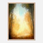 golden forest nursery wall art with wooden frame