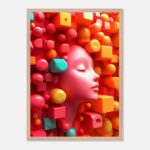 surreal geometric nursery wall art with wooden frame