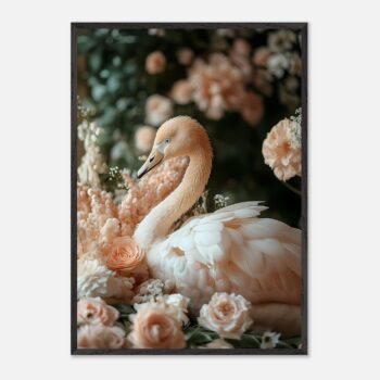 elegant swan nursery floral wall art with wooden frame