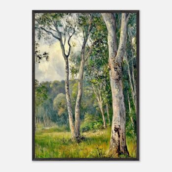 serene forest nursery wall art in wooden frame