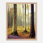 autumn forest calm nursery wall art with wooden frame