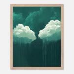 cloud nursery wall art with wooden frame