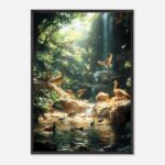 serene jungle nursery wall art with wooden frame