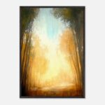 golden forest nursery wall art with wooden frame