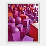 pink and orange nursery wall art with wooden frame