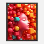 surreal geometric nursery wall art with wooden frame