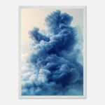 blue cloud nursery wall art with wooden frame
