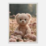 pastel teddy bear nursery wall art with wooden frame