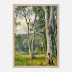 serene forest nursery wall art in wooden frame