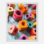 colorful blocks nursery wall art with wooden frame