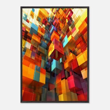 colorful geometric nursery wall art with wooden frame