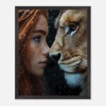 woman and lion winter harmony nursery wall art