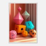 colorful geometric shapes nursery wall art with wooden frame